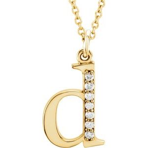 14K Yellow Gold .03 CTW Natural Diamond Lowercase Initial D 16" Necklace