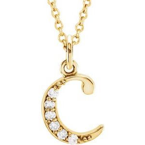 14K Yellow Gold .03 CTW Natural Diamond Lowercase Initial C 16" Necklace