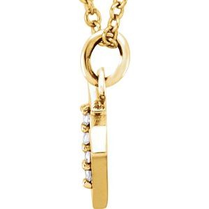 14K Yellow Gold .02 CTW Natural Diamond Lowercase Initial V 16" Necklace