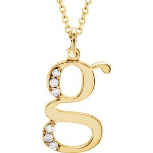 14K Yellow Gold .025 CTW Natural Diamond Lowercase Initial G 16" Necklace
