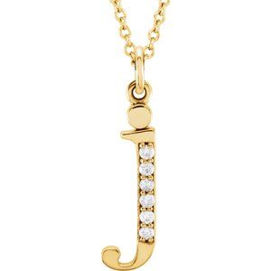14K Yellow Gold .025 CTW Natural Diamond Lowercase Initial J 16" Necklace