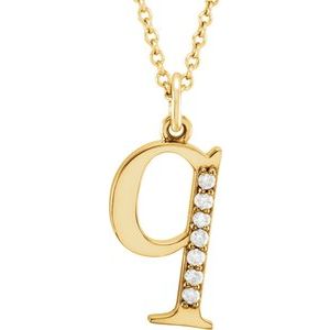 14K Yellow Gold .03 CTW Natural Diamond Lowercase Initial Q 16" Necklace