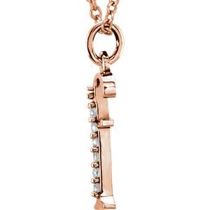 14K Rose Gold .03 CTW Natural Diamond Lowercase Initial F 16" Necklace