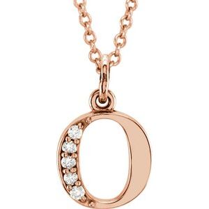 14K Rose Gold .02 CTW Natural Diamond Lowercase Initial O 16" Necklace