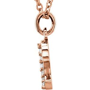 14K Rose Gold .03 CTW Natural Diamond Lowercase Initial E 16" Necklace