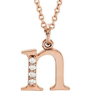 14K Rose Gold .02 CTW Natural Diamond Lowercase Initial N 16" Necklace