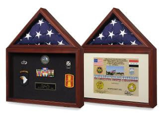Flag plus certificate display case,standard 8 ½ x 11 certificate/picture