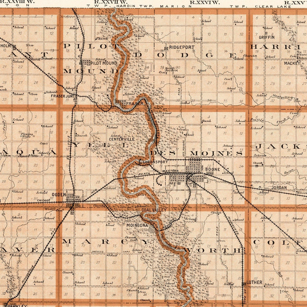 Vintage Map of Boone County, Oklahoma 1904
