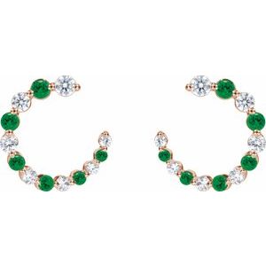 14K Rose Gold Natural Tsavorite Garnet & 1/3 CTW Natural Diamond Front-Back Hoop Earrings – image 2