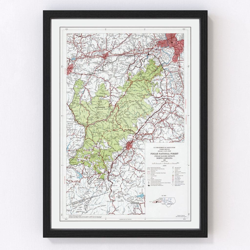 Vintage Pisgah National Forest Map 1966