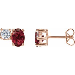 14K Rose Gold Lab-Grown Ruby & 1/2 CTW Lab-Grown Diamond Earrings