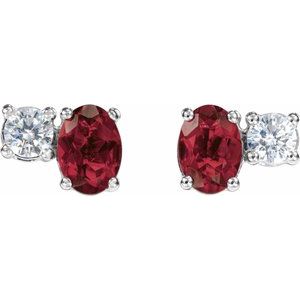 14K White Gold Lab-Grown Ruby & 1/2 CTW Lab-Grown Diamond Earrings – image 2
