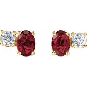14K Yellow Gold Lab-Grown Ruby & 1/2 CTW Lab-Grown Diamond Earrings