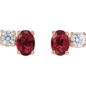 14K Rose Gold Lab-Grown Ruby & 1/2 CTW Lab-Grown Diamond Earrings – image 2
