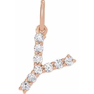 14K Rose Gold 1/6 CTW Lab-Grown Diamond Initial Y Pendant