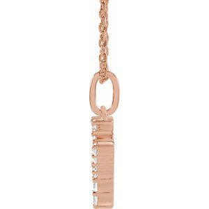14K Rose Gold 1/6 CTW Lab-Grown Diamond Initial Y 16-18" Necklace