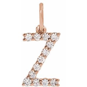 14K Rose Gold 1/5 CTW Lab-Grown Diamond Initial Z Pendant