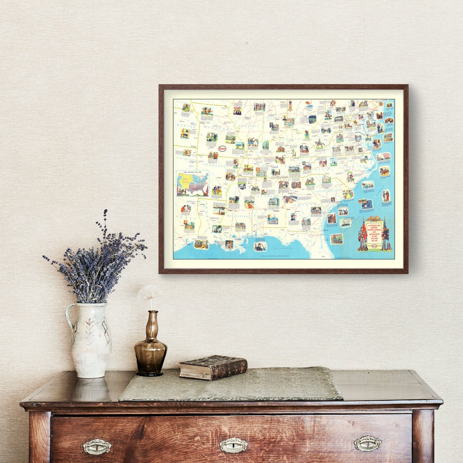 Vintage Map of the Civil War Battlefields 1861