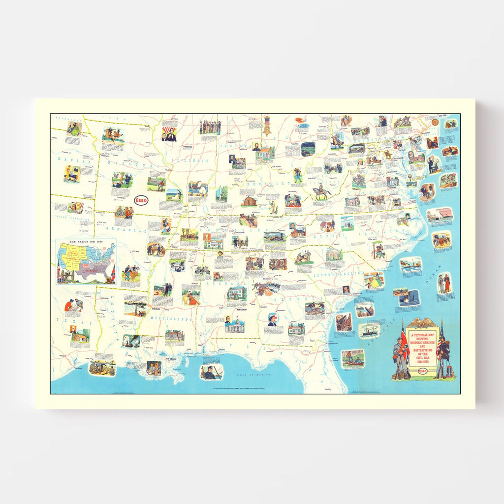 Vintage Map of the Civil War Battlefields 1861