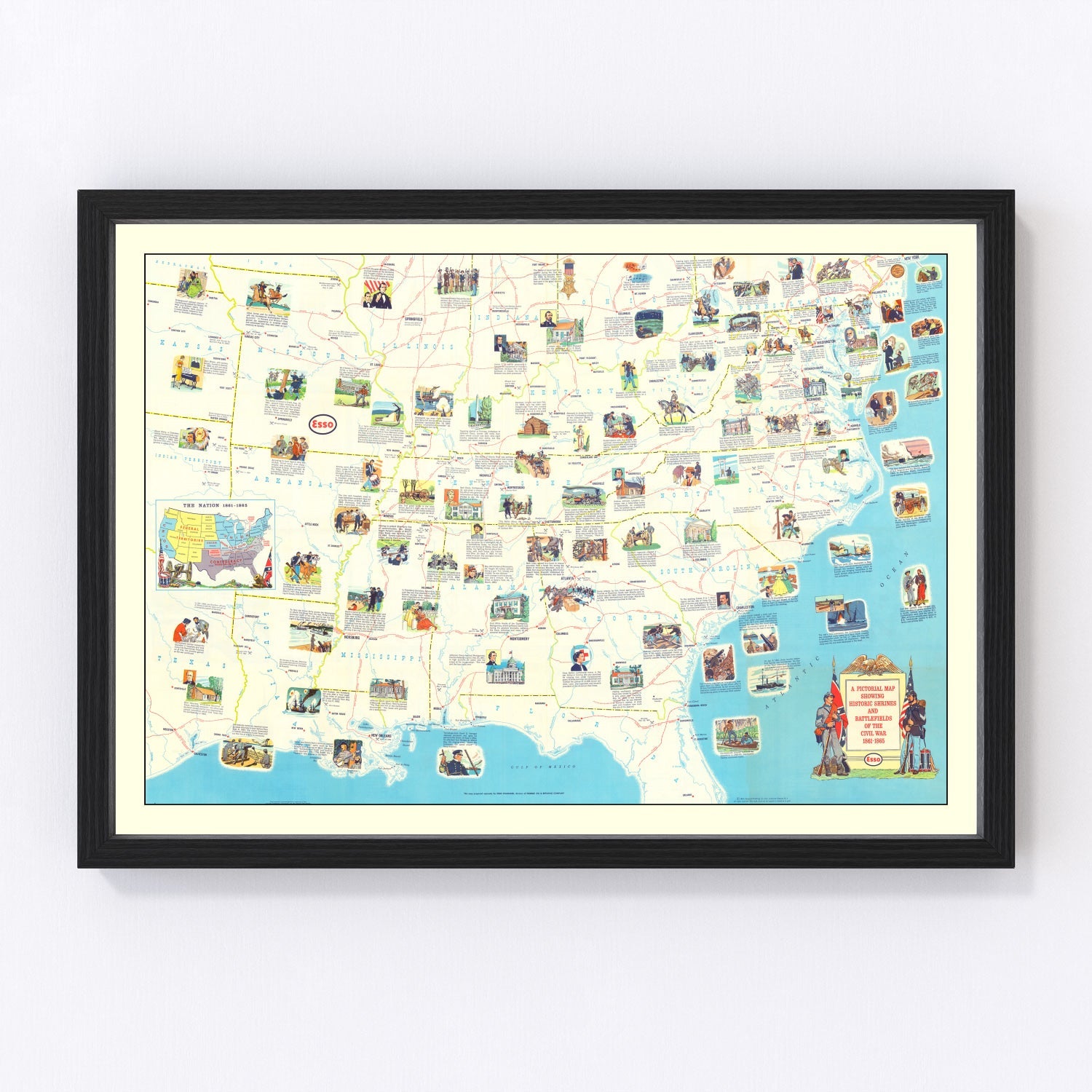 Vintage Map of the Civil War Battlefields 1861