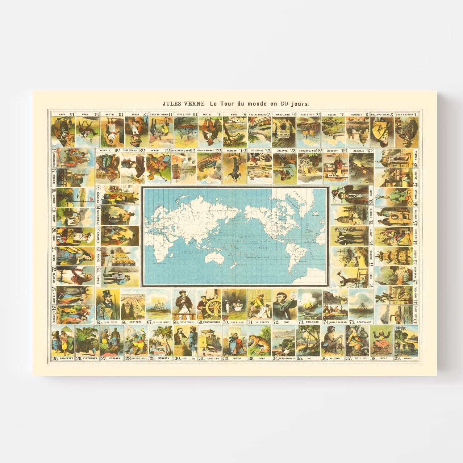 Jules Verne Around The World In 80 Days Map 1870