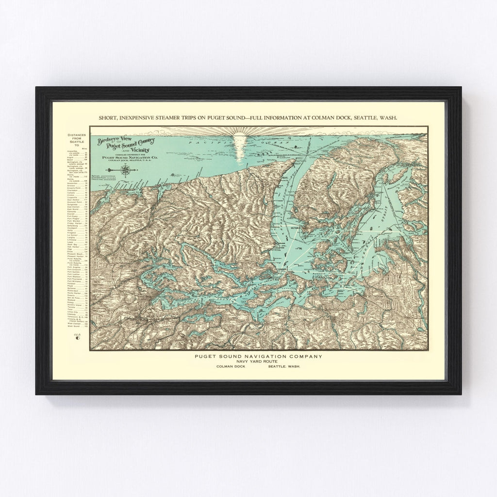Vintage Puget Sound Map 1910