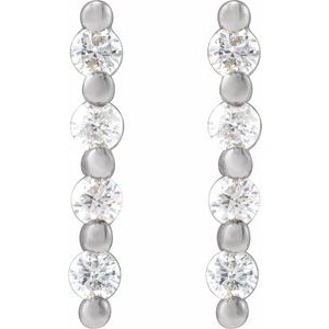 14K White Gold 1/10 CTW Natural Diamond Bar Earrings – image 2