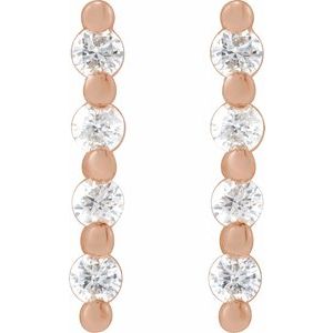 14K Rose Gold 1/10 CTW Natural Diamond Bar Earrings – image 2