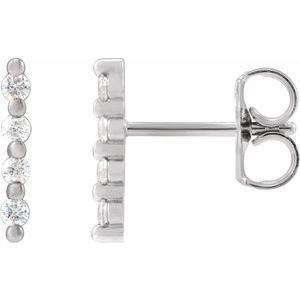 14K White Gold 1/10 CTW Natural Diamond Bar Earrings