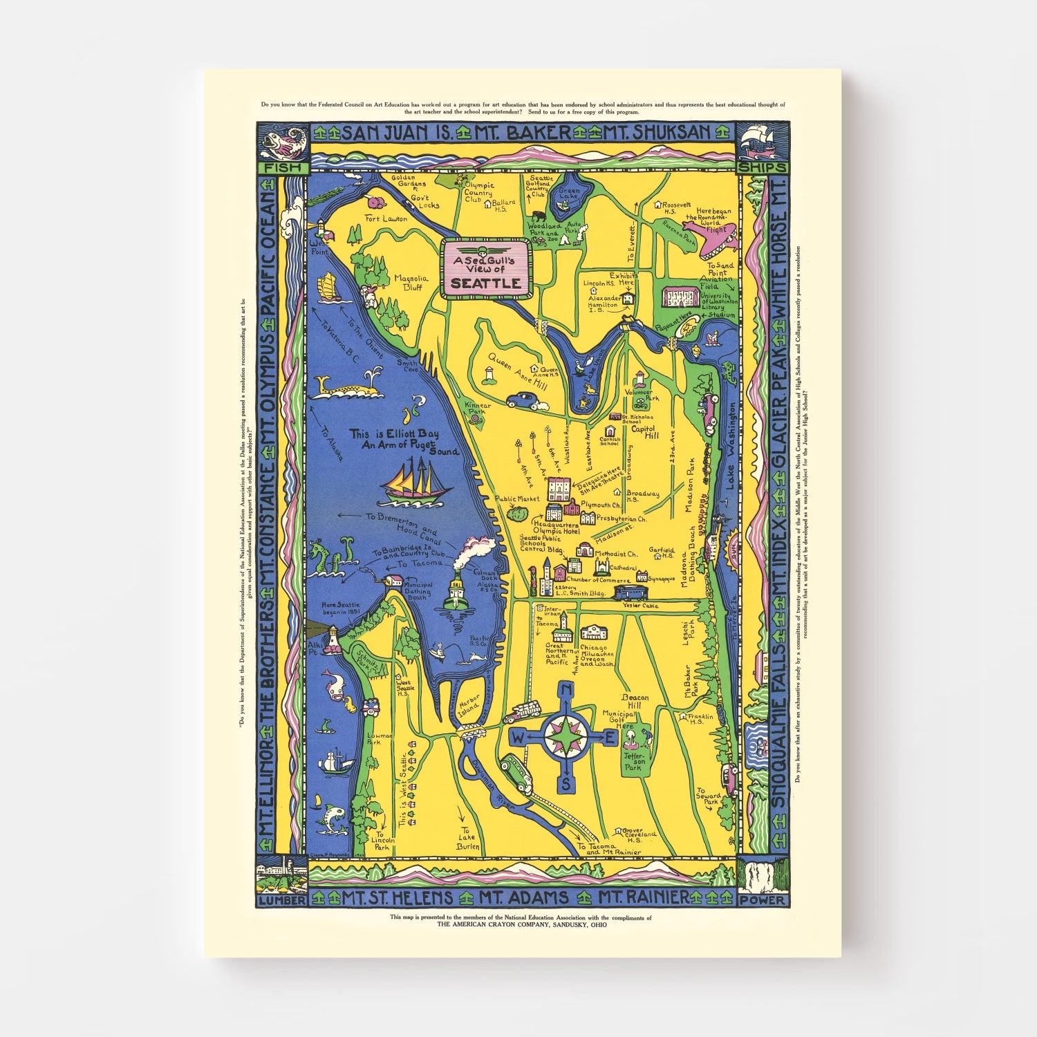 Vintage Map of Seattle, Washington 1927