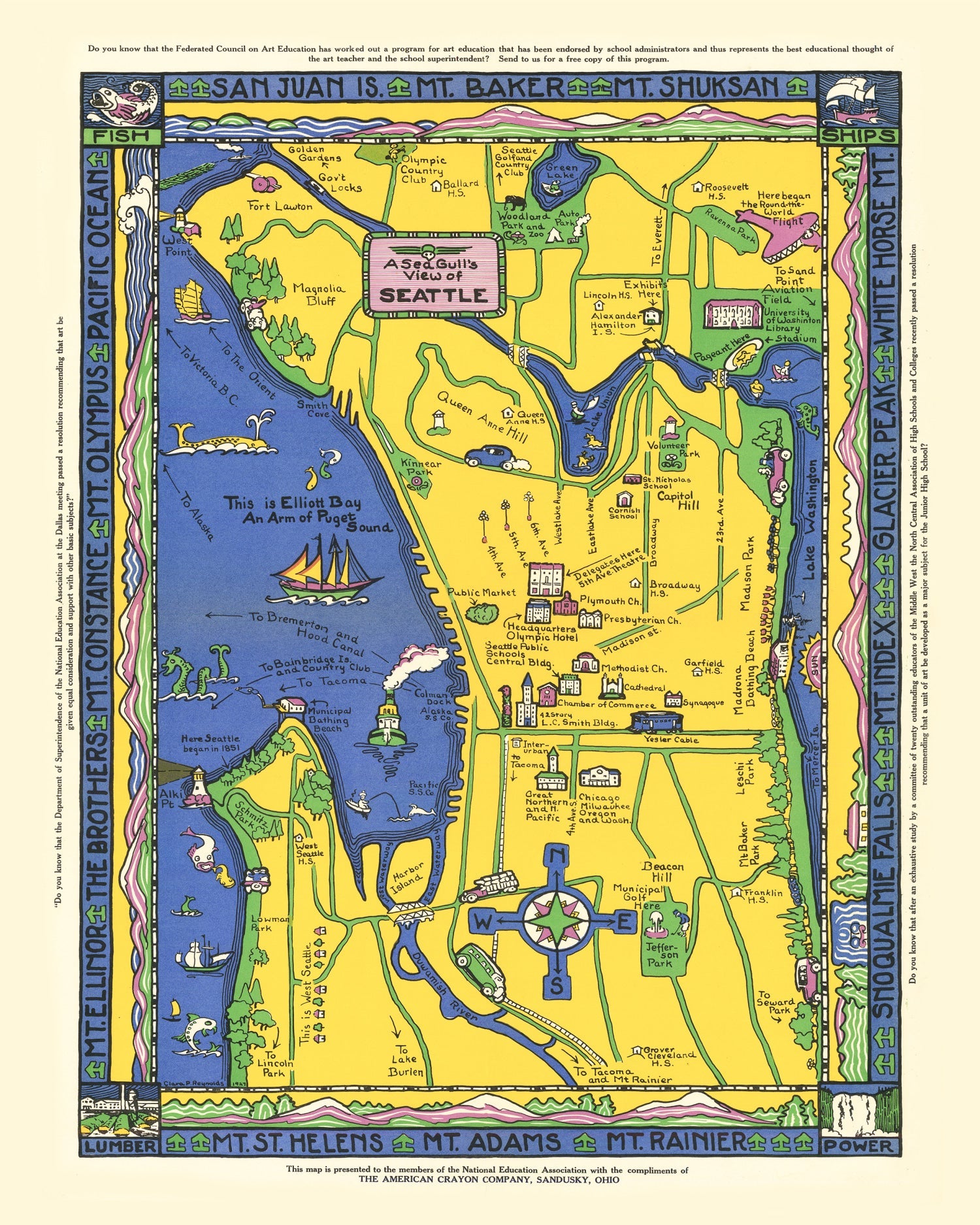 Vintage Map of Seattle, Washington 1927