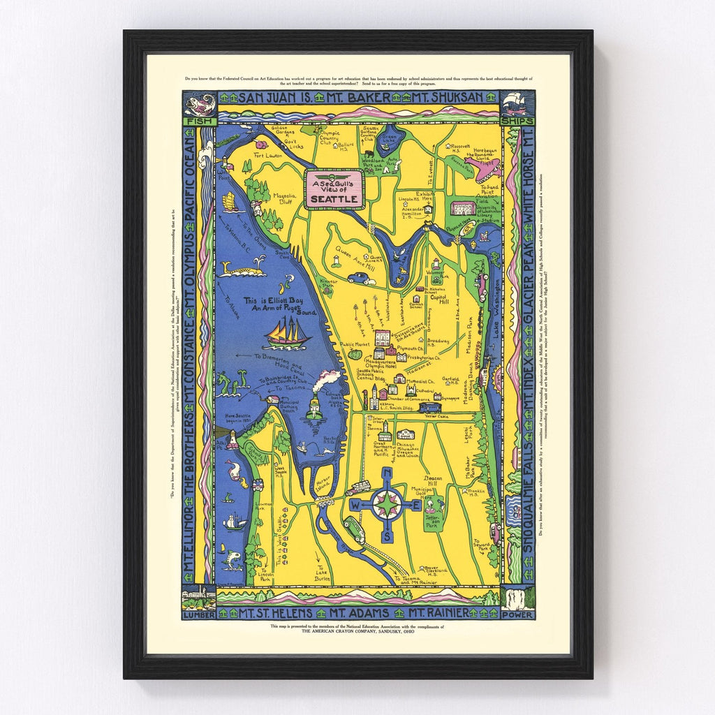 Vintage Map of Seattle, Washington 1927
