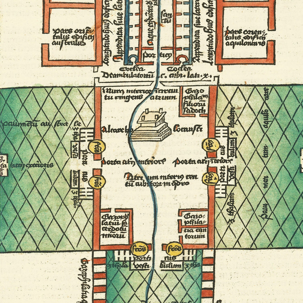 Vintage Map of Ezekiel's Temple 1493