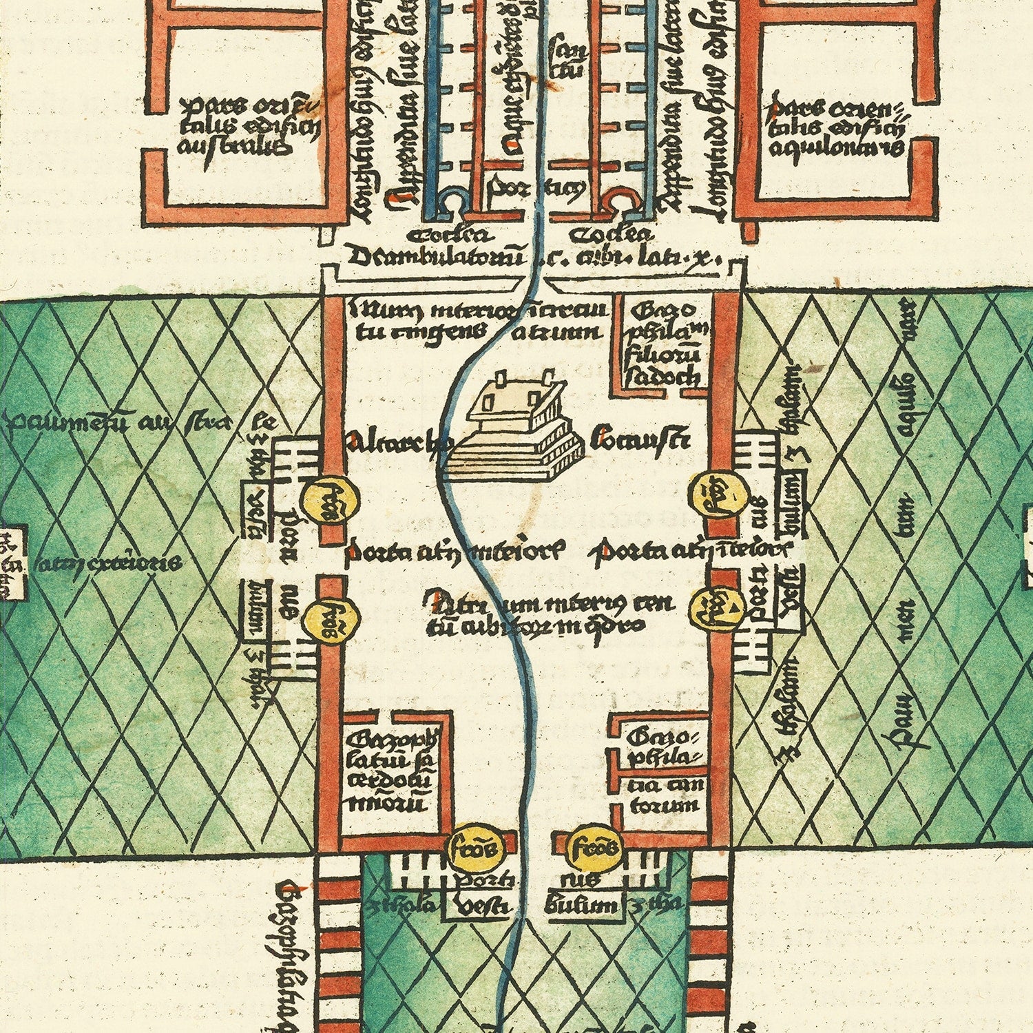 Vintage Map of Ezekiel's Temple 1493