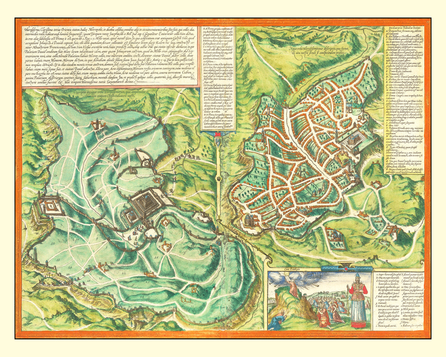 Vintage Map of Jerusalem, Israel 1572