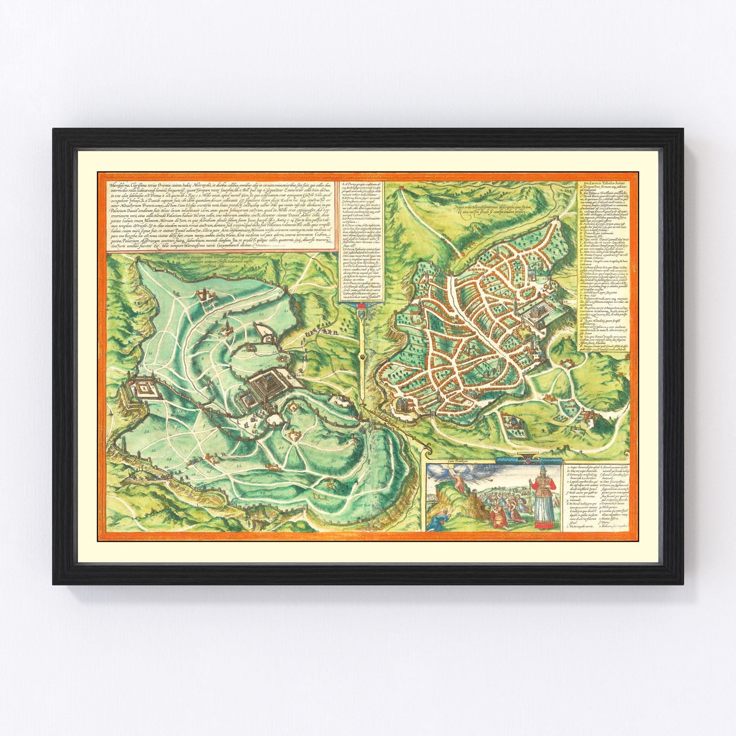 Vintage Map of Jerusalem, Israel 1572
