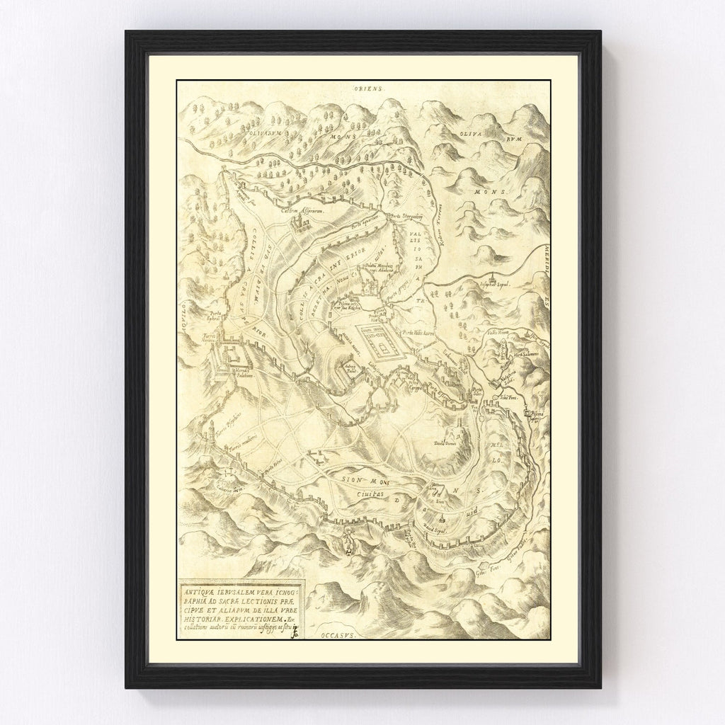 Vintage Map of Jerusalem, Israel 1572