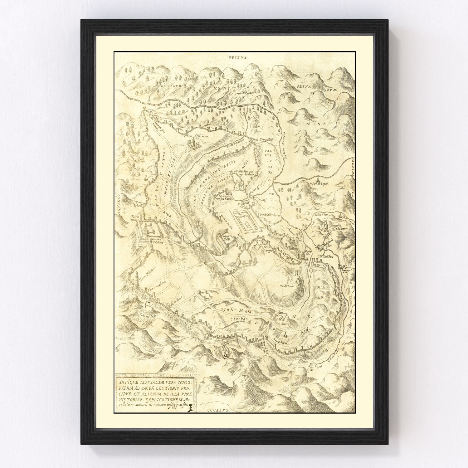 Vintage Map of Jerusalem, Israel 1572