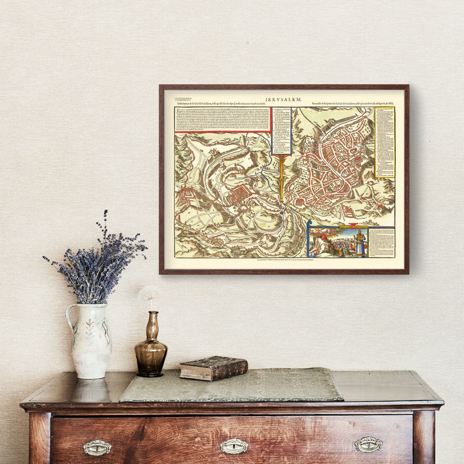 Vintage Map of Jerusalem, Israel 1575