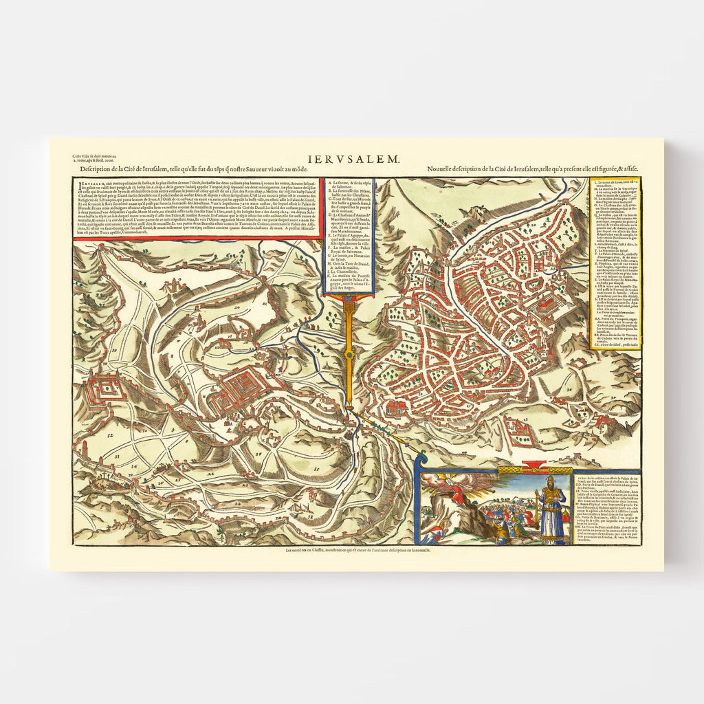 Vintage Map of Jerusalem, Israel 1575