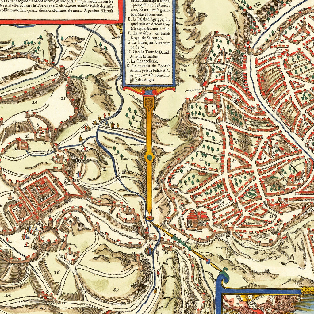 Vintage Map of Jerusalem, Israel 1575