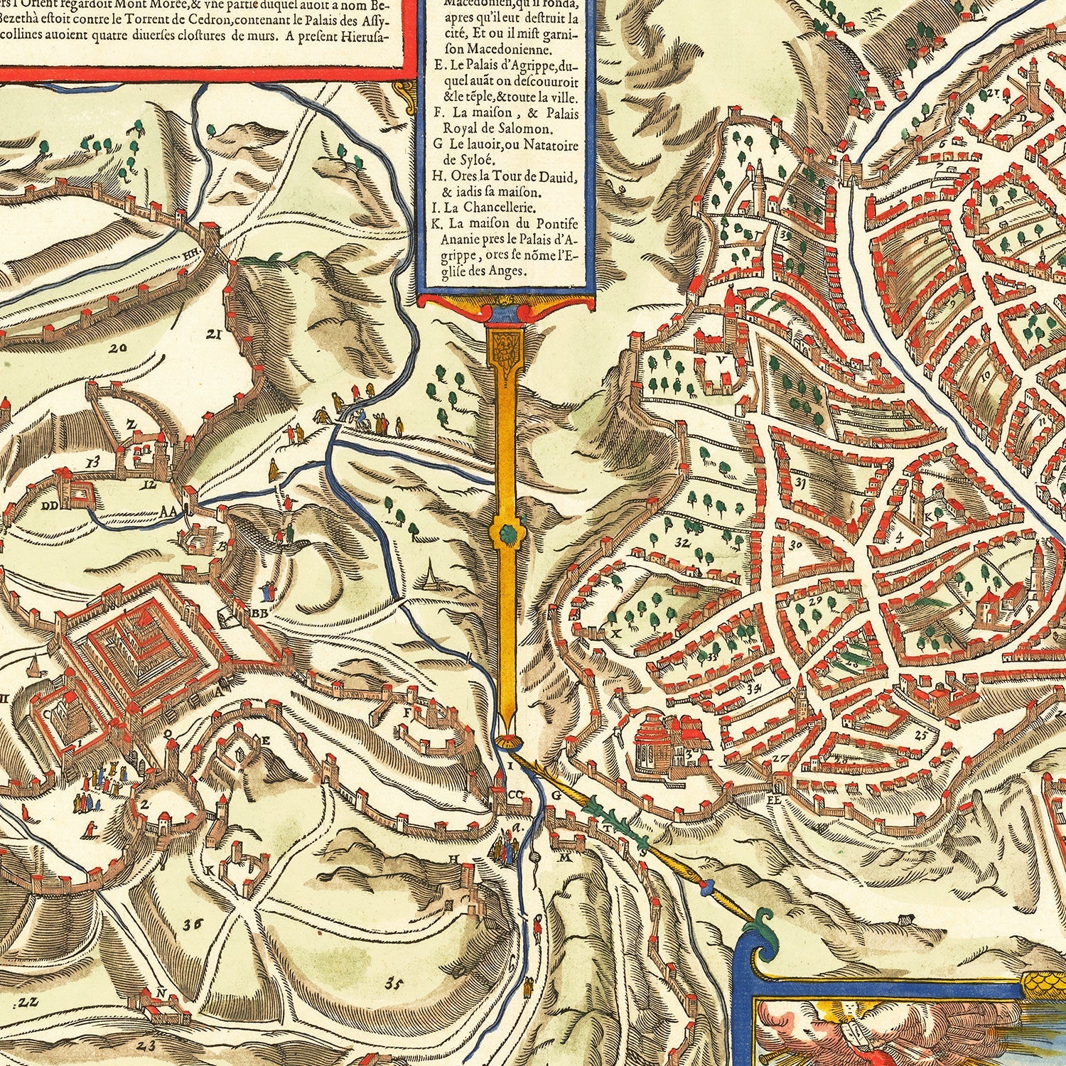 Vintage Map of Jerusalem, Israel 1575