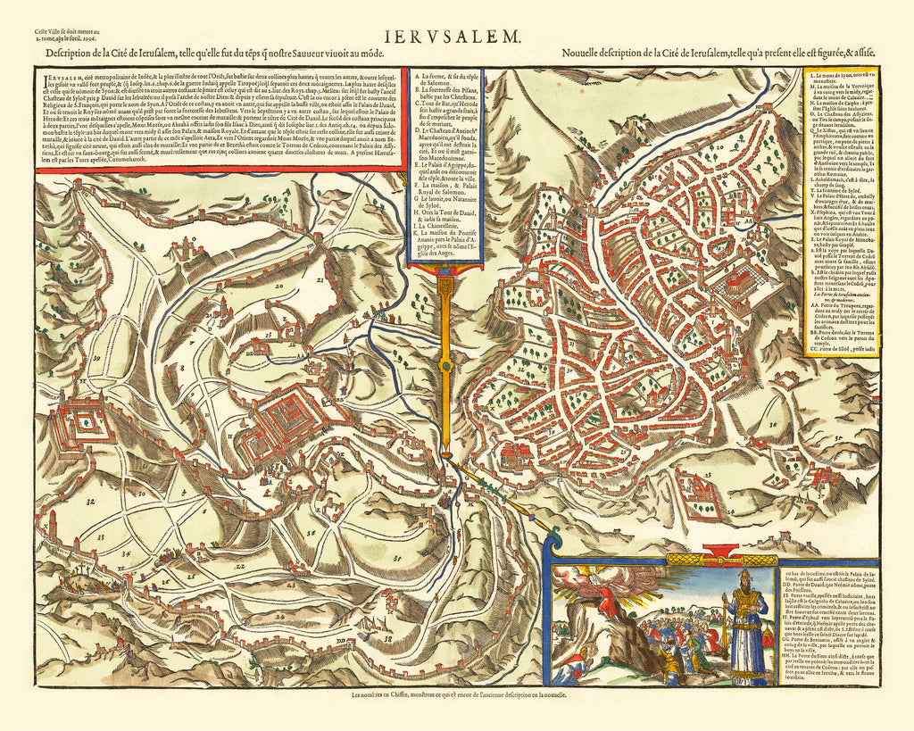 Vintage Map of Jerusalem, Israel 1575