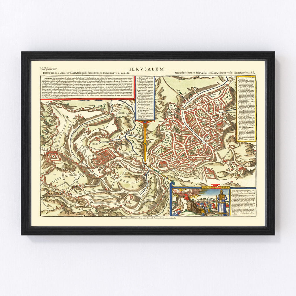Vintage Map of Jerusalem, Israel 1575