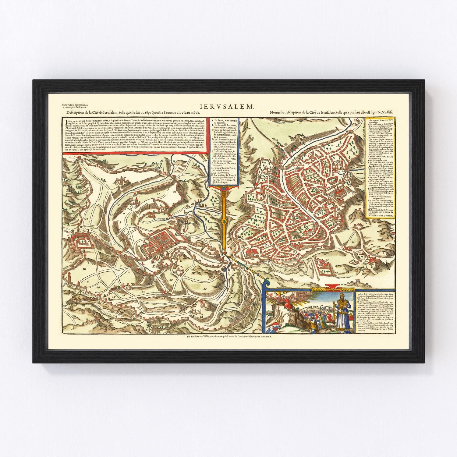 Vintage Map of Jerusalem, Israel 1575