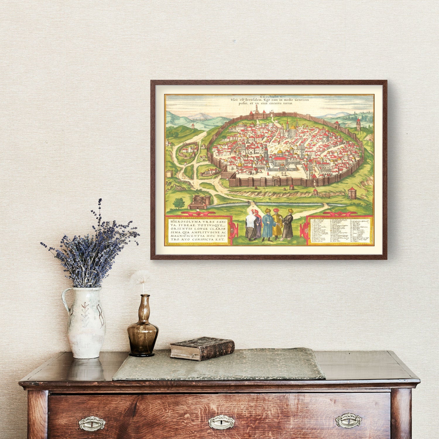 Vintage Map of Jerusalem, Israel 1582