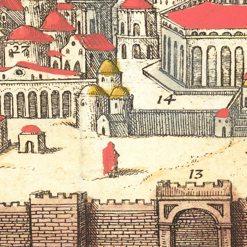 Vintage Map of Jerusalem, Israel 1582