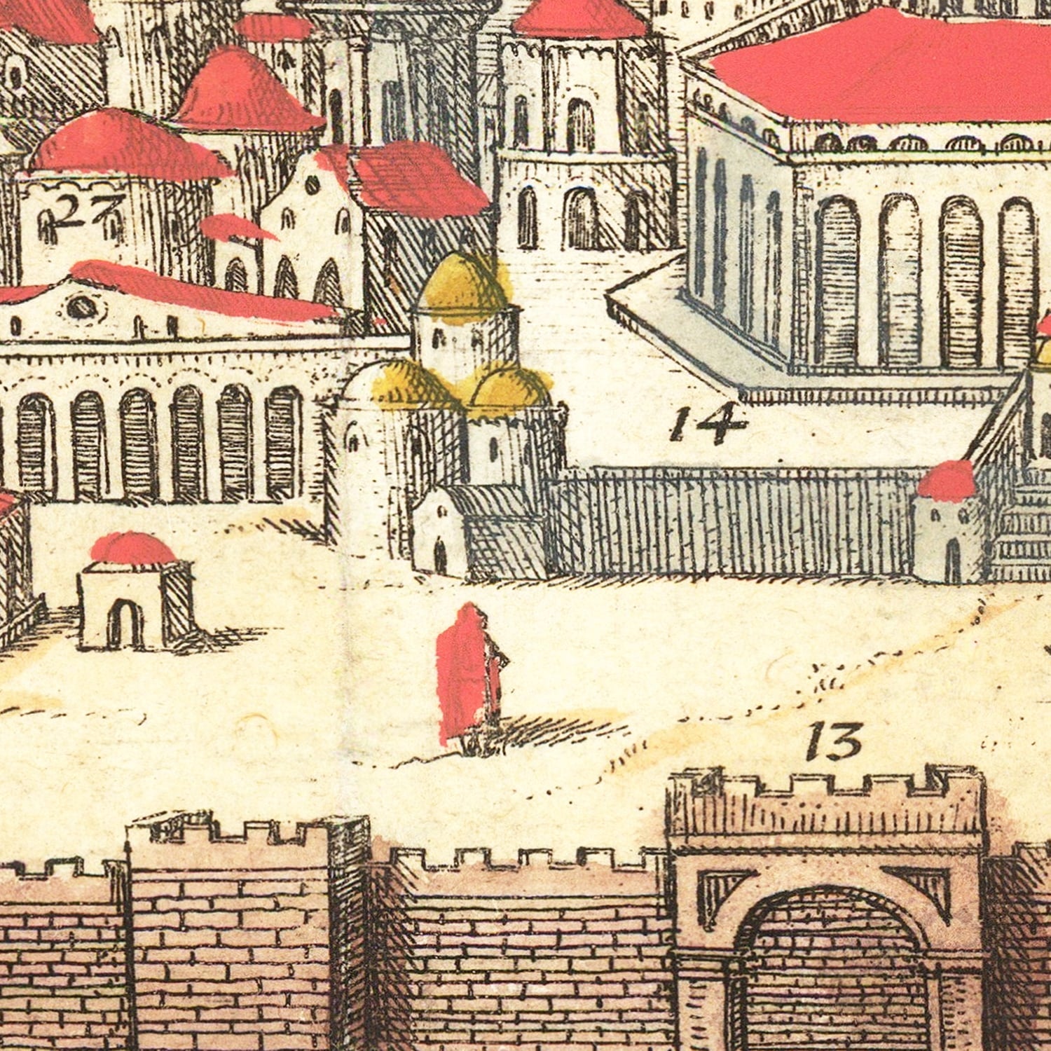 Vintage Map of Jerusalem, Israel 1582