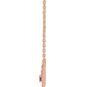 14K Rose Gold Natural Pink Tourmaline Floral 18" Necklace