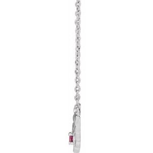 14K White Natural Pink Tourmaline Floral 18" Necklace